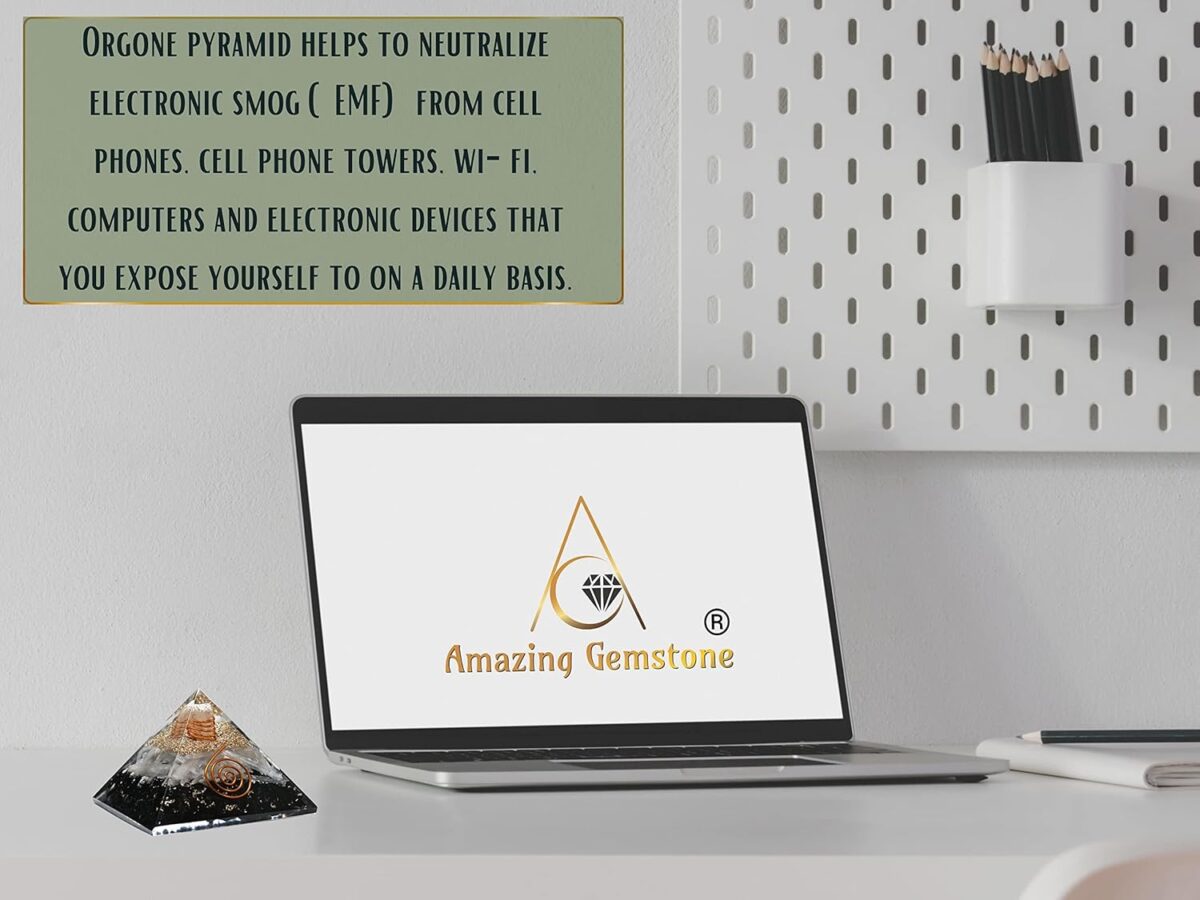 Orgone Pyramid with Black Tourmaline Selenite Crystal and Healing Coil Quartz Point - Natural Healing Stones Orgonite Energy Generator for Yoga Meditation - Image 4