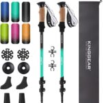 KINGGEAR Nordic Walking Stick, TP1 Hiking Poles Retractable Lightweight 7075 Aluminum, Trekking Poles with Flip Lock, Natural Cork and EVA Grip, 2pc Hiking Gear