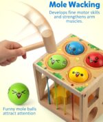 Coogam Wooden Montessori Toys for Toddlers, Shape Sorting Cube Whack Mole Fine Motor Skills Game for Year Old 18 Month+ Baby Boys Girls Gift - Image 2