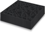 Pangda 8 Pcs 15x15 Rubber Stepping Stone Tiles Outdoor Heavy Duty Garden Walkway Pathway Mats Rubber Pavers Decorative Retro Exquisite Pattern for Garden Path, Flowerbed, Gravel, Dirt, Grass(Black)