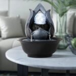 WICHEMI Indoor Water Fountain Tabletop Fountains with LED Rolling Ball, Feng Shui Zen Meditation Desktop Waterfall Fountain Calming Water Sound Relaxation Fountain for Home Bedroom Office (Style 12) - Image 2