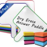 6 Pack Double-Sided Dry Erase Board- 10''X 8'' Dry Erase Paddles with Handheld Thickness 5mm Answer Whiteboard with 6 Colorful Erasers for Home School and Office Mini Writing Board
