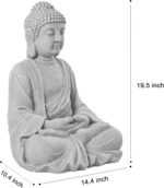 TOETOL Zen Garden Asian Buddha Statue Outdoor Indoor Yard Decor 20” High Patio Deck Sculptures Magnesium Oxide Stone Grey Home Entryway Hallway - Image 3
