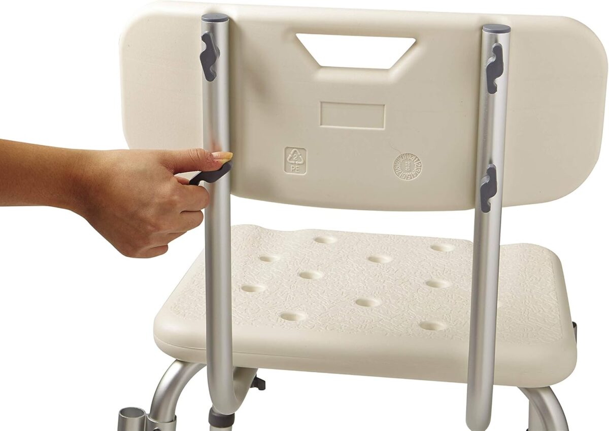Medline Shower Chair Seat with Padded Armrests and Back | Heavy Duty for Bathtub | Slip Resistant with Adjustable Height | with 350 lb Capacity - Image 8