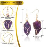 8 Pairs Handmade Crystal Drop Earrings for Women Natural Raw Amethyst Dangling Earrings Healing Crystals Earrings Sets - Image 2