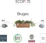 Ecopots Bruges Durable Modern Rectangular Indoor/Outdoor Recycled-Based Composite Flower Pot Planter, Terracotta Color, 17.75" - Image 3