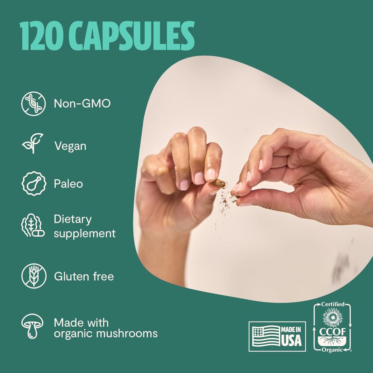 FreshCap Ultimate Mushroom Supplement 12,000mg - Mushroom Complex Capsules, Organic Mushrooms Supplement, Nootropic Brain Supplements for Memory and Focus Ayurveda (120 Capsules) - Image 7