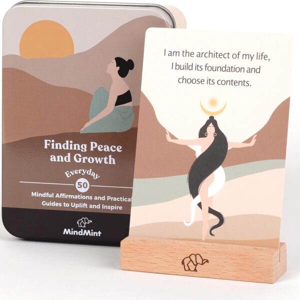 Daily Positive Affirmation Cards for Women - 50 Mindfulness Affirmations & Meditation Cards - Womens Empowerment Gifts - in Mint Box with Wooden Stand