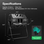 VIVOSUN Outdoor Tumbling Composter Dual Rotating Batch Compost Bin, 43 Gallon Black Door - Image 8