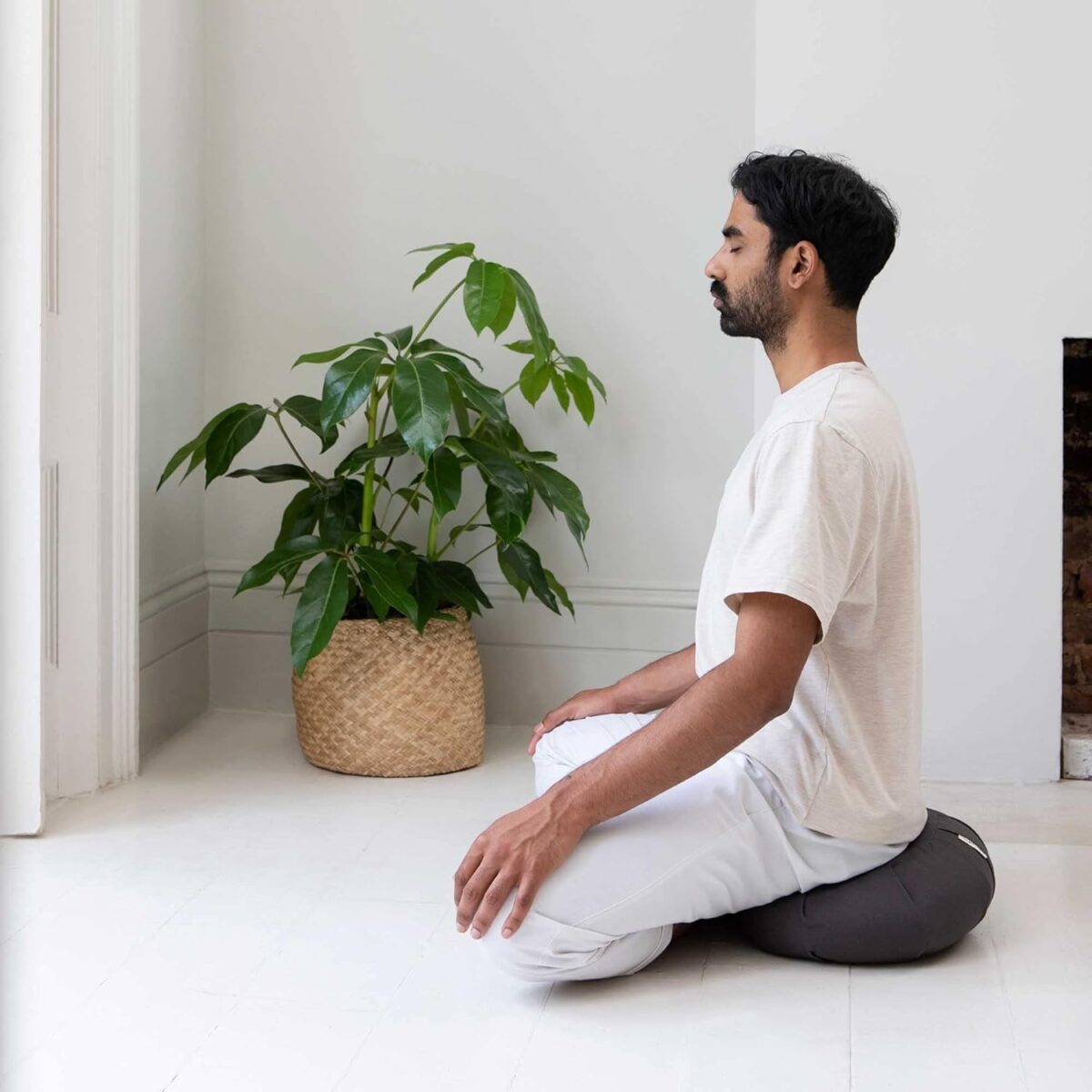 CRESCENT Zafu Meditation Cushion | Organic Cotton | Buckwheat Hulls | Removable Washable Cover - Image 3