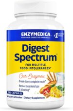 Enzymedica Digest Spectrum, Digestive Enzymes for Multiple Food Intolerances, Offers Fast-Acting Gas & Bloating Relief, 120 Capsules FFP