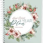 High School 4 Year Plan | Freshman-Senior | Courses | Curriculum | Track Credits | College Guidance | 8.5x11 | Eight Designs (Wild Rose)