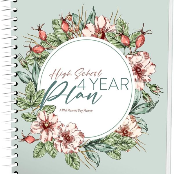 High School 4 Year Plan | Freshman-Senior | Courses | Curriculum | Track Credits | College Guidance | 8.5x11 | Eight Designs (Wild Rose)