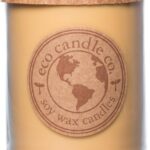 Eco Candle Co. Recycled Candle, Caramel Rum Cake, 18 oz. Double Wick - Scents of Caramel, Rum, Maple, Almond, Pear, & Vanilla - 100% Soy Wax, No Lead, Kraft Paper Label & Lid, Hand Poured