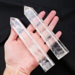 Apengshi Large Clear Quartz Natural Healing Crystal Tower 5.9"-6.3" 6 Faceted Single Point Chakra Crystal Wand Energy Meditation Stone Home Decor Collection Gift - Image 3