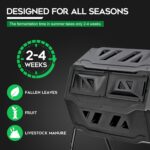 F2C Compost Tumbler Bin 43 Gallon Dual Chamber Compost Bin - Includes Gardening Gloves，BPA Free, Heavy-Duty Steel Frame, Rotating Tumbler with Sliding Doors | (Black) - Image 6
