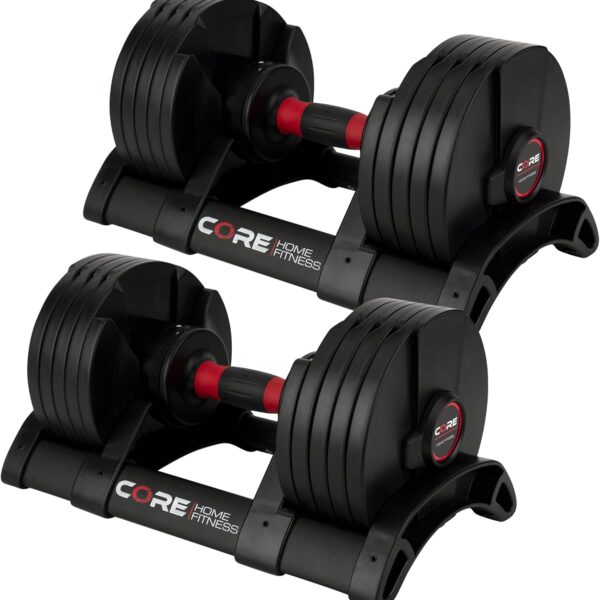 Core Fitness® Adjustable Dumbbell Weight Set by Affordable Dumbbells - Space Saver - Dumbbells for Your Home