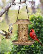 SWEETFULL Solar Bird Feeder for Outdoors Hanging, Metal Wild Bird Feeder for Cardinals Solar Garden Lantern with S Hook as Gift for Bird Lovers (2LBs Heavy Duty birdfeeders) - Image 5