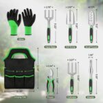 sungwoo Garden Tool Set 8 Piece, Heavy Duty and Lightweight Aluminium Alloy Tools with Ergonomic Handle, Storage Tote Bag, Gardening Hand Tools, Gardening Gifts for Women and Men Green