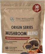 The Wellness Company Mushroom Blend | 60ct (1 Month) | 5 Mushrooms: Reishi, Lion’s Mane, Turkey Tail, Cordyceps, Chaga | Non-GMO, Gluten-Free | Supports Stress, Cognitive Function & Immune Health