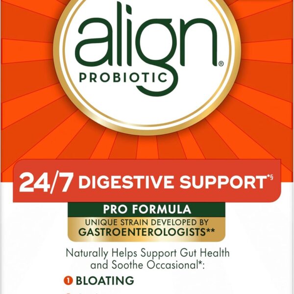 Align Probiotic, Pro Formula, Probiotics for Women and Men, Daily Probiotic Supplement, Helps Soothe Occasional Bloating & Gas*, #1 Doctor Recommended Brand‡, 63 Capsules (Packaging May Vary)
