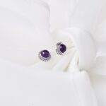 Small Genuine Purple Amethyst 925 Sterling Silver Hypoallergenic Earrings Stud Jewelry for Women Handmade Trendy Western Antiqued Silver Dainty Birthstone Crystal Gift for Women Young Lady - Image 3