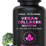Vital Vitamins Vegan Collagen Booster - Plant Collagen Supplements - Supports Hair, Skin, Nails & Joints - with Hyaluronic Acid - 60 Capsules