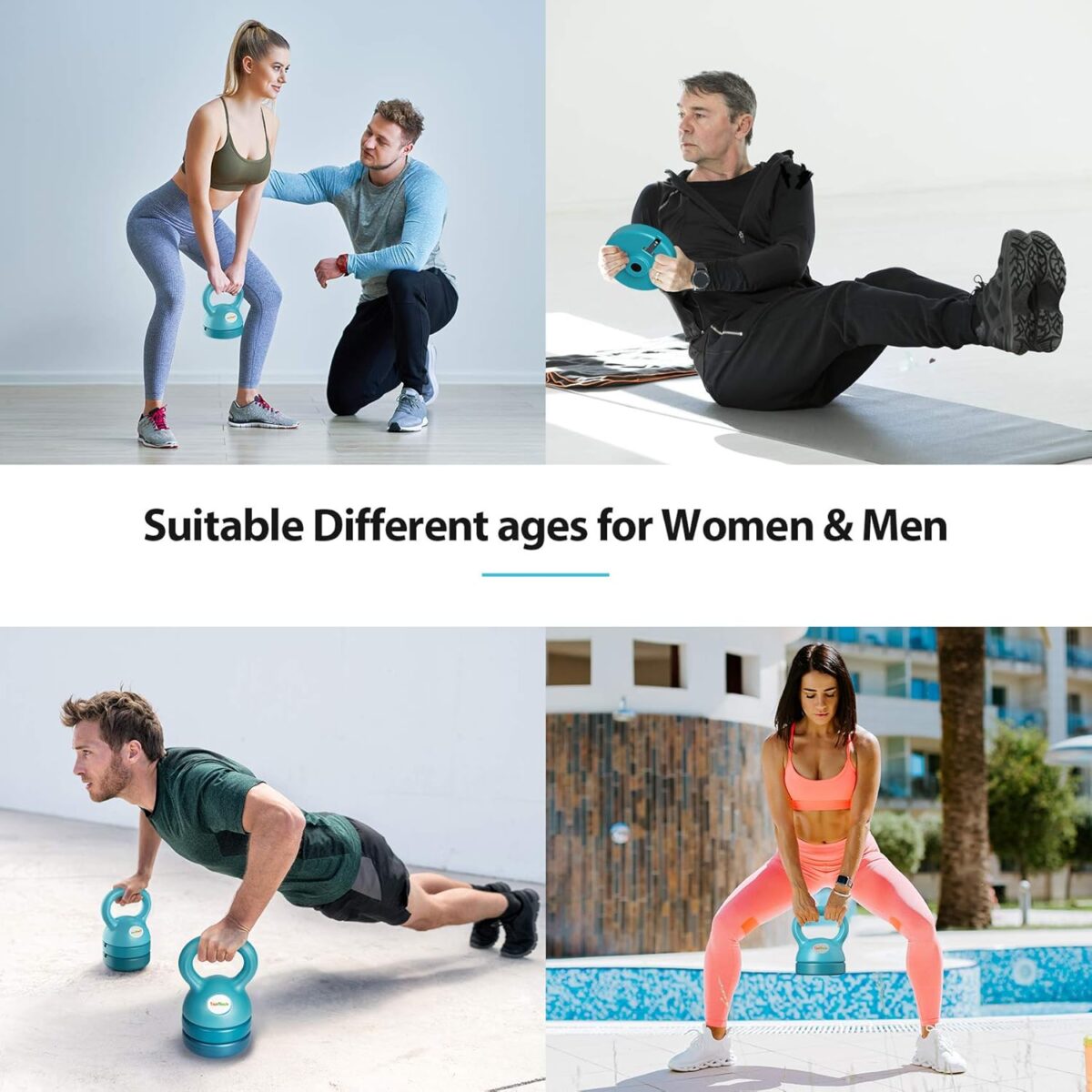 TopMade Adjustable Kettlebell Weights Set Cast Iron Exercise Fitness Kettle Ball Grip 5, 8, 9,12lb Free Weight Men Women Kettlebells for Home Gym Workout Ballistic, Core,Strength Training - Image 5