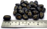 Black Agate Crystal Runes Set of 25 Engraved Rune Stones with Runes Book PDF - Image 4