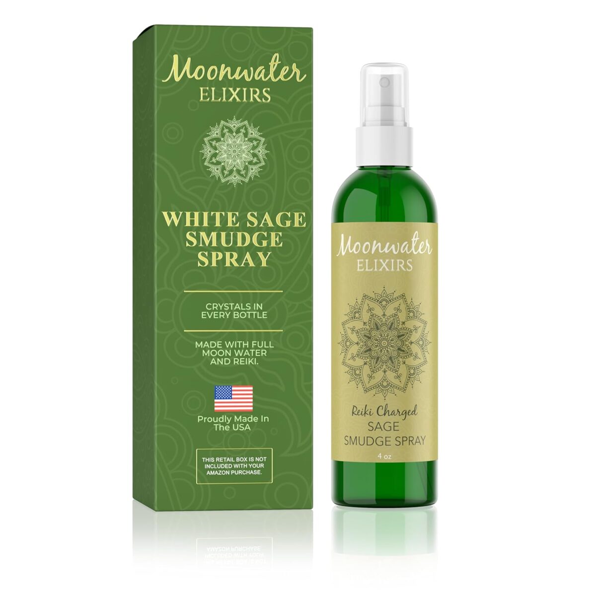 White Sage Smudge Spray for Spiritual Cleansing & Aura Protection, Sage Spray for Cleansing Negative Energy & Protection, Home & Meditation, Clear Quartz Reiki Energized Aromatherapy Room Spray - 4oz - Image 1