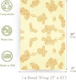 Bee's Wrap Reusable Beeswax Food Wraps Made in the USA, Eco Friendly Beeswax, Sustainable Organic Cotton Wraps, XL Bread Wrap for Homemade Bread, Honeycomb - Image 2