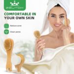 Premium Dry Brushing Body Brush Set for Lymphatic Drainage and Cellulite Treatment, Boar Bristle Long Handle Face Cleansing Brush for A Glowing Skin, 5 Pack - Image 5