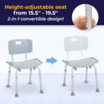 Drive Medical RTL12202KDR Shower Chair with Back, Adjustable Stool with Suction Feet, Shower Seat for Inside Shower or Tub, Bathroom Bench Bath Chair for Elderly and Disabled, 300 LB Weight Cap, Grey - Image 3
