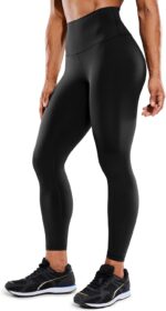 CRZ YOGA Women's Hugged Feeling Compression Leggings 25 Inches - Thick High Waisted Tummy Control Workout Pants Tights