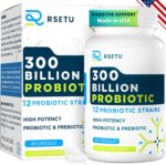 Probiotics for Women Men: 300 Billion CFU Probiotic High Potency + 12 Strains Organic Probiotics with Prebiotics, Daily Probiotic Supplement for Digestive, Gut, Immune and Bloating Health, 60 Capsules