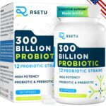 Probiotics for Women Men: 300 Billion CFU Probiotic High Potency + 12 Strains Organic Probiotics with Prebiotics, Daily Probiotic Supplement for Digestive, Gut, Immune and Bloating Health, 60 Capsules