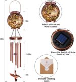 Wind Chimes for Outside 38" Hummingbird Solar Wind Chimes Outdoor Gifts for Mom Hanging Solar Lantern, Garden Decor for Patio Yard, Christmas Windchimes Outdoors Gifts for Women Grandma - Image 3