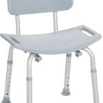 Drive Medical RTL12202KDR Shower Chair with Back, Adjustable Stool with Suction Feet, Shower Seat for Inside Shower or Tub, Bathroom Bench Bath Chair for Elderly and Disabled, 300 LB Weight Cap, Grey