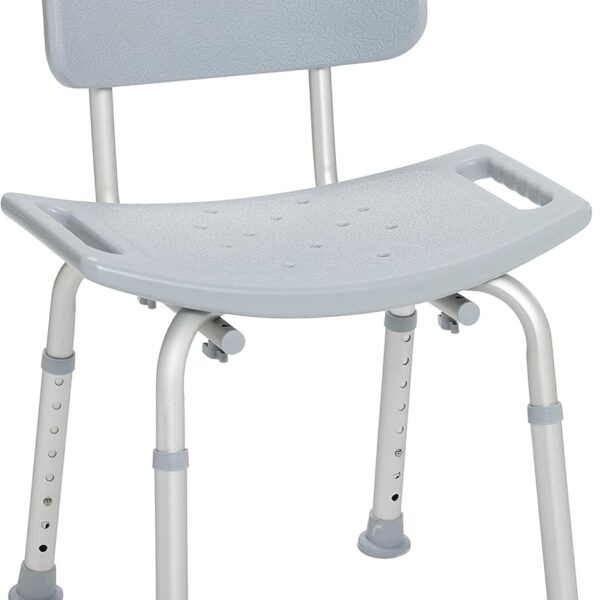 Drive Medical RTL12202KDR Shower Chair with Back, Adjustable Stool with Suction Feet, Shower Seat for Inside Shower or Tub, Bathroom Bench Bath Chair for Elderly and Disabled, 300 LB Weight Cap, Grey