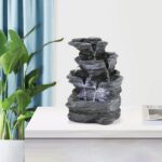 WICHEMI Indoor Fountain Tabletop Fountain Waterfall Fountains Stacked Rocks Water Feature Feng Shui Zen Meditation Relaxation Desktop Fountain for Home and Office Indoor Spaces Decor (Style 20) - Image 5