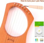 Lyre Harp Mulucky 7 Metal Lyre Steel String Bone Saddle Mahogany Lyre Instrument with Tuning Wrench and Black Gig Bag - MLH701 - Image 3