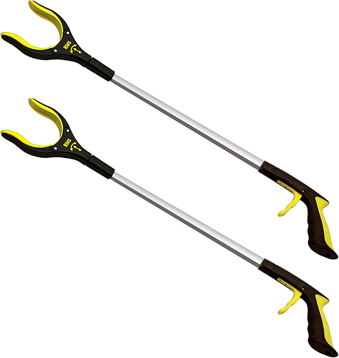 71deBpEWOL._AC_SL1500_.jpg RMS 2-Pack 34 Inch Extra Long Grabber Reacher with Rotating Jaw - Mobility Aid Reaching Assist Tool (Yellow) - Image 1
