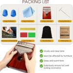 Kalimba Thumb Piano,YUNDIE Portable 17 Keys Mbira Finger Piano with Tune Hammer and Study Instruction,Musical Instruments Gift for Adult Beginners Professional(Brownish Red) (17 Keys) - Image 5