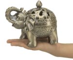 K COOL Metal Backflow Incense Holder Elephant Cone Coil Incense Burner Ash Catcher with Lid, Aromatherapy Ornament Home Office Decoration for Indoor Outdoor (Bronze) - Image 7