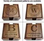 Personalized Monogram Coasters with Holder - Custom Engraved Wood Coasters for Drinks - Wedding & Parents Gifts - Image 6