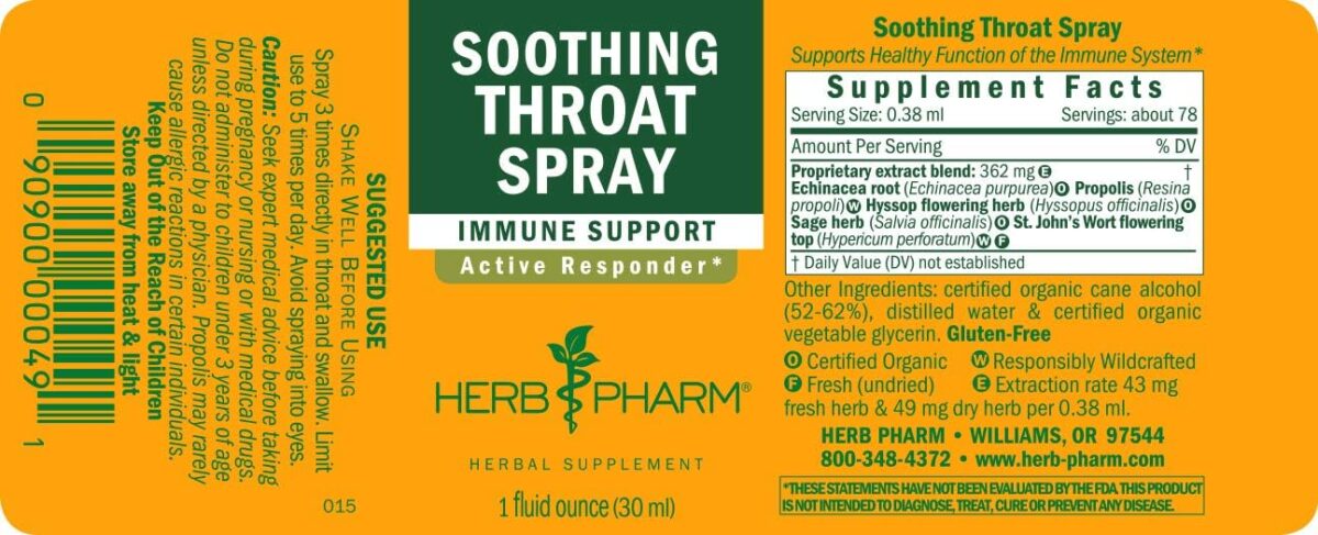 Herb Pharm Soothing Throat Spray Herbal Formula with Echinacea and Propolis, 1 Fl Oz (Pack of 1) - Image 7