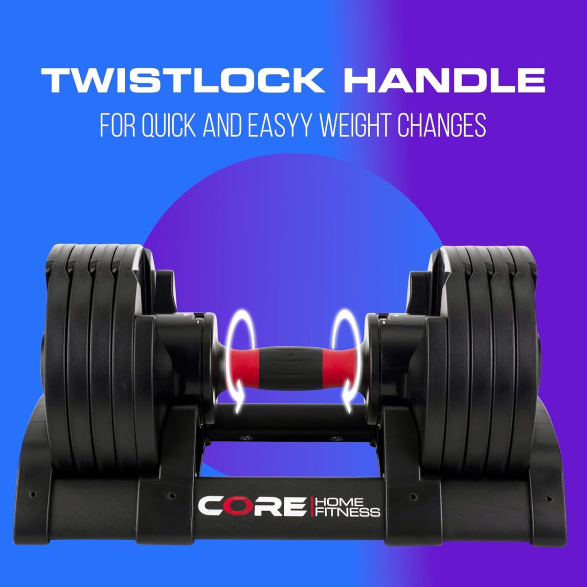Core Fitness® Adjustable Dumbbell Weight Set by Affordable Dumbbells - Space Saver - Dumbbells for Your Home - Image 6