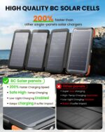 SOARAISE Solar Charger 25000mAh Wireless Portable Charger, 20W Fast Charging Power Bank with Built-in 3 Cables, PD QC 3.0 Phone Battery Pack with 4 Solar Panels & Flashlights for Camping - Image 2