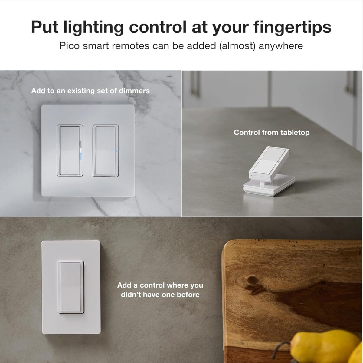 Lutron Diva Smart Dimmer Switch Kit for Caseta Smart Lighting, w/ Smart Hub, Pico Remote, & Pedestal, Works with Alexa, Apple Home, and Google Home, 3 Way, 150W, No Neutral Req, DVRF-BDG-1D-A - Image 7