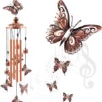 Wind Chimes Outdoor Clearance, Butterflies Aluminum Tube Windchime with S Hook,Patio Garden Decor, Housewarming Gift.